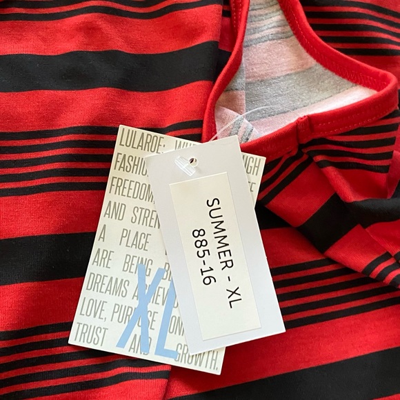 LuLaRoe ❤️“SUMMER”🖤 STRIPED SLEEVELESS DRESS SIZE EXTRA LARGE 🌟NWT🌟 - Picture 10 of 13